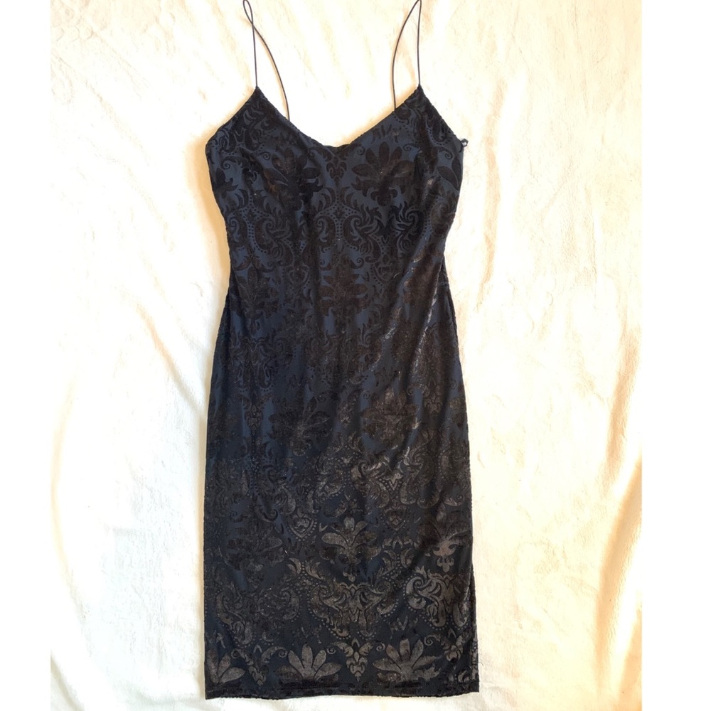 Velvet Black and Gold Bodycon Dress